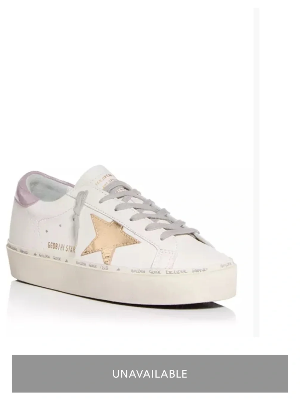 Golden Goose White Leather Platform Sneaker with Gold Star & Pink Heel